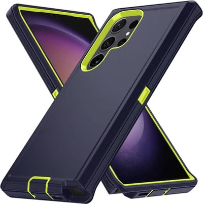 Super stevige Hoesje – 3-in-1 Rugged Armor Case – Schokbestendig PC & TPU – Geschikt voor Galaxy S25-Zwart en geel