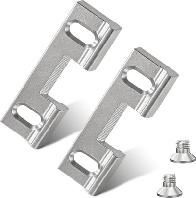 Set van 2 vervangingsonderdelen voor verstelbare sluitplaten 46 x 14,4 x 9 mm - inclusief 4 schroeven, geschikt voor drop slip cover, gatenafstand 32 mm, ideaal voor deurbeveiliging en renovatie.
