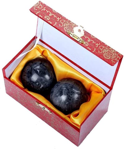 Oefening Handballen - Meditatie Ballen - Hand Therapie - Natuurlijk Marmer - 35 Cm - Zwart Grijs