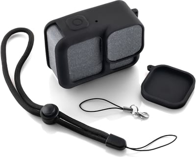 MOJOGEAR Siliconen beschermhoes + lensdop voor GoPro Hero 13 - Speciaal ontworpen voor de GoPro Hero 13 - Volledige bescherming - Zwart