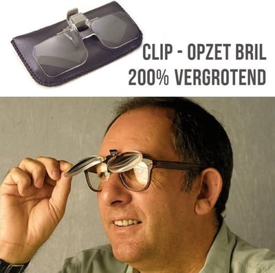 Vergrootglas bril - Clip-on bril - Loepbril - Overzetbril - Vergrootglas Bril 2x - Inclusief opberghoesje