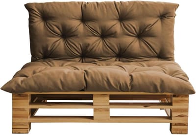 Palletkussen met Rugleuning - Zitkussen - Terras Meubels - Schuimvlokken Vulling - 120x80x40cm - Bruin