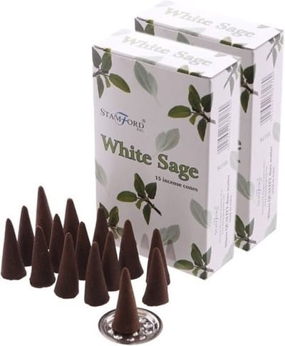 Stamford wierook kegeltjes witte salie geur - 30x - Lichaam in balans - Meditatie/mediteren geurkegeltjes
