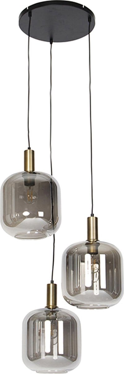 QAZQA zuzanna - Design Hanglamp eettafel - 3 lichts - Ø 60 cm - Zwart Goud - Woonkamer | Slaapkamer | Keuken