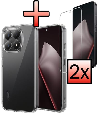 Hoesje - Met 2x Screenprotector - Geschikt voor Xiaomi 15T - Sterk & Shockproof - Back Cover - Siliconen Case - Telefoon Hoes - Transparant