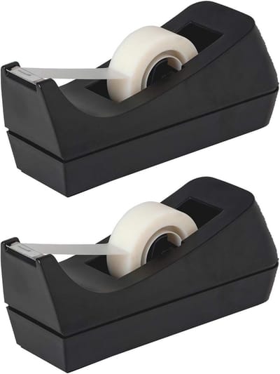 longziming -Tapehouder Set van 2 – Zware Antislip Basis – Duurzaam Snijmes – Compact Ontwerp 152×49×64 mm – Comfortabele Grip & Geschikt voor Kantoor en Cadeau-inpakken