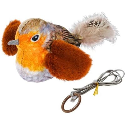Tjilpende Vogel Kattenspeelgoed Interactief Klapperende Vleugels Pluche Vogelspeelgoed, elastisch touw om verveling te verlichten en krabben en bijten te weerstaan