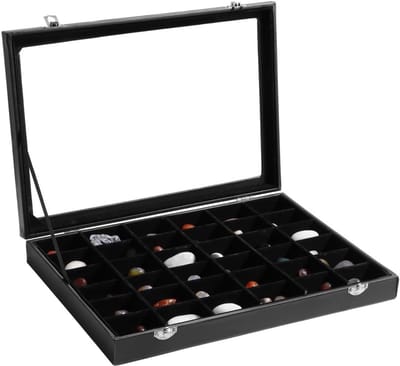 Sieraden Display Doos - Collectie Organizer - Sieraden Opbergen - 36 Afgesloten Roosters - 35x24x5 cm - Zwart