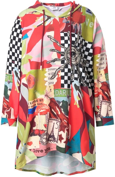 Angel of Style - Dames - Hoodie oversized fit patchmotief capuchon - Zacht roze - Maat 42+