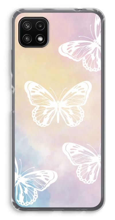 Case Company® - Hoesje geschikt voor Samsung Galaxy A22 5G hoesje - White butterfly - Soft Cover Telefoonhoesje - Bescherming aan alle Kanten en Schermrand