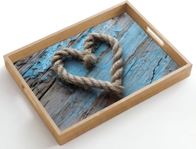 Dienblad hout 50x35 cm - Schootdienblad - Hart - Touw - Hout - Rustiek - Borrelplank rechthoek - Plateau dienbladen
