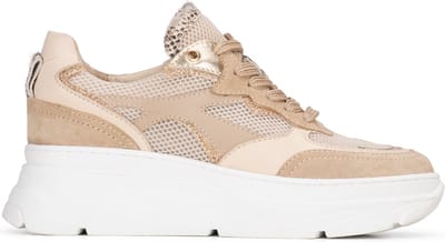 Poelman JANA Dames Sneaker - Beige met combinatie