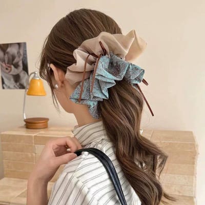 Haarelastiek - Haaraccessoire - Scrunchie voor dames - Ins haarbloem - Extra groot haarelastiek voor knot - Hoogwaardig haaraccessoire - 20 cm-vorm-1