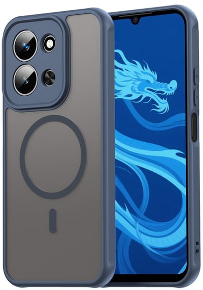 MobyDefend Hoesje - Geschikt voor Xiaomi Redmi 15C 5G - Case Geschikt voor MagSafe - Mat Transparant Met Gekleurde Rand - Blauw