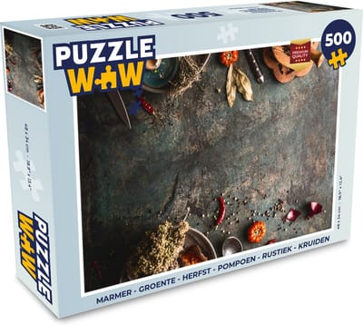Puzzel Marmer - Groente - Herfst - Pompoen - Rustiek - Kruiden - Legpuzzel - Puzzel 500 stukjes