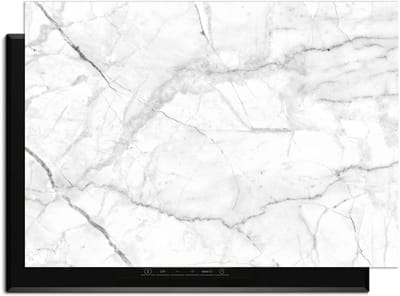 KitchenArt - Carrara Light - Inductie Beschermer - 83x51.5 cm - Kookplaat Beschermer - Luxe Afdekplaat Inductieplaat - Anti-slip & Oprolbaar - Beschermmat Inductiekookplaat