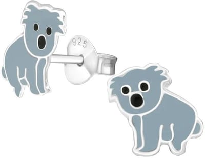 Aramat Jewels | Oorbellen | 925 Zilveren Koala Oorbellen 8mm Kinderen - Schattige Koalabeertjes | Grijs-9mm | |7mm | Zilver | Kinderen, Volwassenen | Verkleurd niet