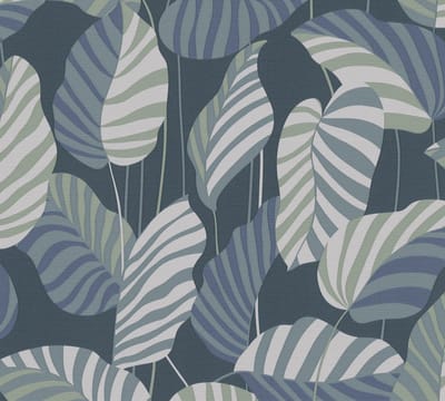 PALMBLADEREN BEHANG | Botanisch - blauw crème grijs groen - A.S. Création Antigua