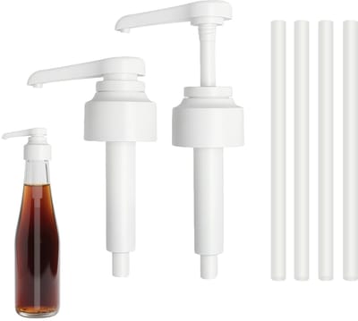 JHUBERS- Doseerpomp 1 Liter - Set van 2 - Nauwkeurige 10 ml Dispenser - Herbruikbare Siroopdispenser - Flexibele Stijgbuizen - Compatibel met Monin Flessen
