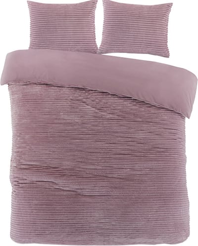 Zavelo Dorien Rib Teddy Dekbedovertrek Roze-1-persoons (140 x 200/220 cm)