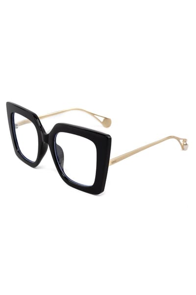 KIMU® Computerbril Vierkant - Groot Zwart Montuur - Doorzichtige Glazen - Volwassenen Dames Kantoor Beeldscherm Blauwfilter Filter Retro Oversized Festival