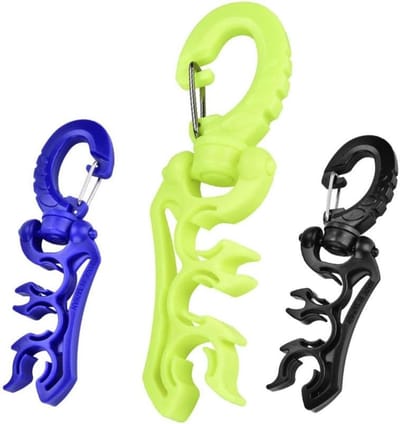 Dailygoody - Scuba Diving Slanghouder Clip - Dubbele BCD Houder met RVS Bevestiging - Blauw