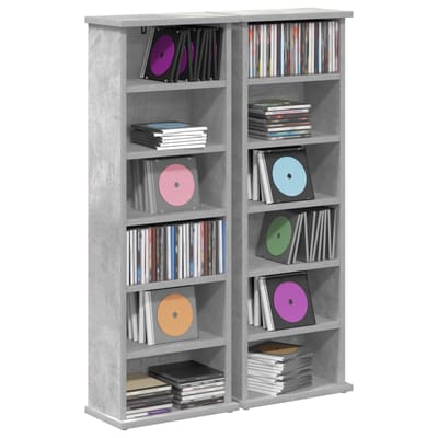 vidaXL - CD - Kast - 2 - st - Betongrijs - 60 - x - 17 - x - 92 - cm - Bewerkt - hout