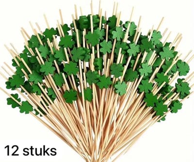 Akyol - 12 x cocktailprikkers klavertje vier - klaver - cocktailprikkers klaver - geluk - verjaardagsprikkers - cocktail accessoires