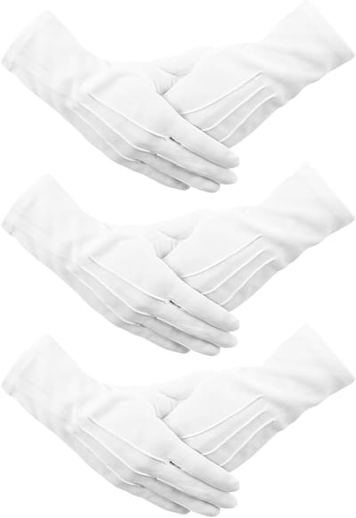 Comfortabele en ademende katoenen handschoenen voor juweliersinspectie - 3 paar witte werkhandschoenen voor foto- en argenterijcontrole
