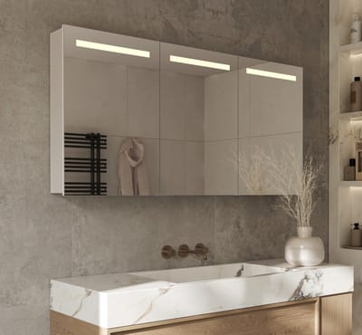Schaere - Aluminium Badkamer Spiegelkast Met Indirecte Led Verlichting - Spiegel Verwarming - Sensor en Stopcontact 100X70 cm