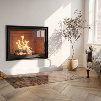 Coloray Vloerplaat Houtkachel - Plaat voor Onder Kachel - 125 cm x 50 cm - Kachel Vloerplaat - Bruin Vloerplaat Kachel - Onderplaat - Vloerplaat Openhaard - Houtkachel Accessoires - Onderplaat Voor Houtkachel
