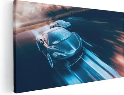 Artaza Canvas Schilderij Sportauto - 40x20 cm - Klein - Wanddecoratie Auto - Muurdecoratie Mancave - Kamer Accessoires Woonkamer