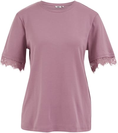 WE Fashion Dames jersey T-shirt met kant