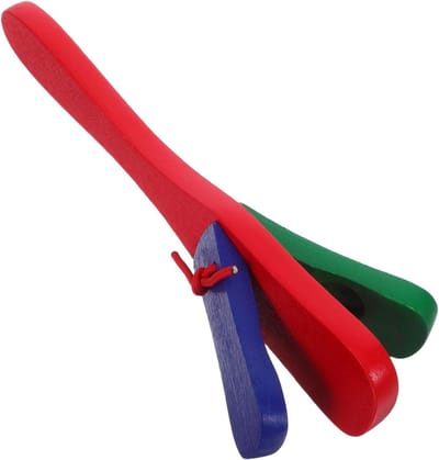 Houten Castagnetten - Hand Percussie - Muziek Educatie - Ergonomisch Ontwerp - 20.5 cm - Multicolor