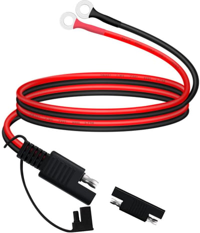 Accukabel SAE naar O-ring - Batterijkabel Verlengkabel - Accu Laden - Zwaar Uitgevoerde Kabel - 10AWG 0.6m - Zwart