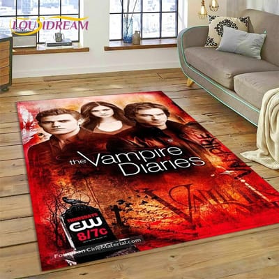 3D Nieuwste The Vampire Diaries Damon Salvatore Kleed Tapijt voor Woonkamer Slaapkamer Huisdecoratie, Antislip Decoratie voor Bank Deurmat 70x100cm( 27x39in )