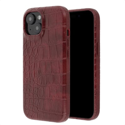 Selencia Hoesje - Geschikt voor Apple iPhone 15 - Croco Backcover geschikt voor MagSafe - Burgundy