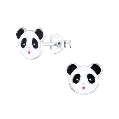 Zilveren panda hoofdje kinderoorbellen | oorbellen Meisje Zilver | oorknopjes | Zilverana | Sterling 925 Silver