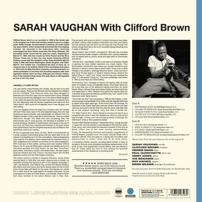 Sarah Vaughan With Clifford Brown (Limited Transparent Blue Vinyl)