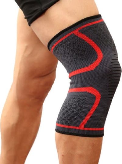 New Age Devi - Kniebrace Kniebandage - Zwart / Rood - maat L