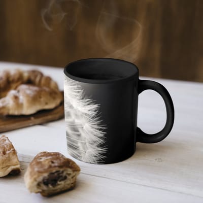 Magische Mok - Foto op Warmte Mokken - Koffiemok - Paardenbloem - Zwart - Wit - Magic Mok - Beker - 350 ML - Theemok