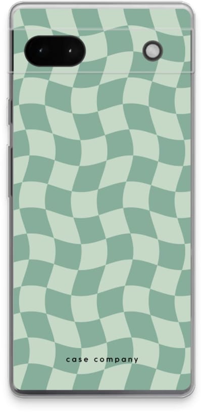 Case Company® - Hoesje geschikt voor Google Pixel 6a hoesje - Grid Groen - Soft Cover Telefoonhoesje - Bescherming aan alle Kanten en Schermrand