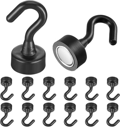 Mini Magnetische Haakjes - Set van 12 Stuks voor Koelkast, Kantoor en Keuken - Ideaal voor Organisatie en Ophangen van Voorwerpen