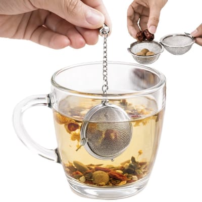 Thee-infuser / Theezeefje van RVS – Voor Thee, Koffie, Kruiden & Soep – Met Haak – Roestvrij Staal