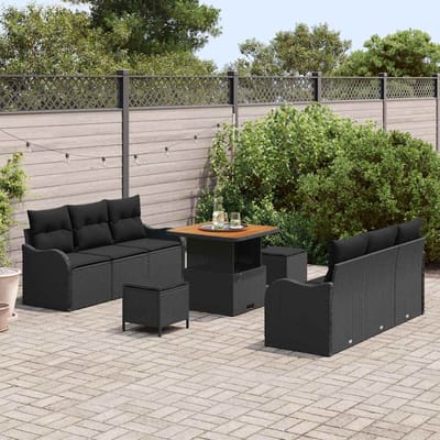 vidaXL - Tuinbank - Set - 9 - st - 8-Aantal - zitplaatsen - Zwart