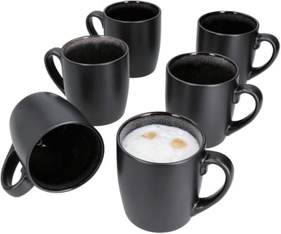 Set van 6 koffiemokken Zakynthos Reactief Glazuur Grijs Zwart - 24321864