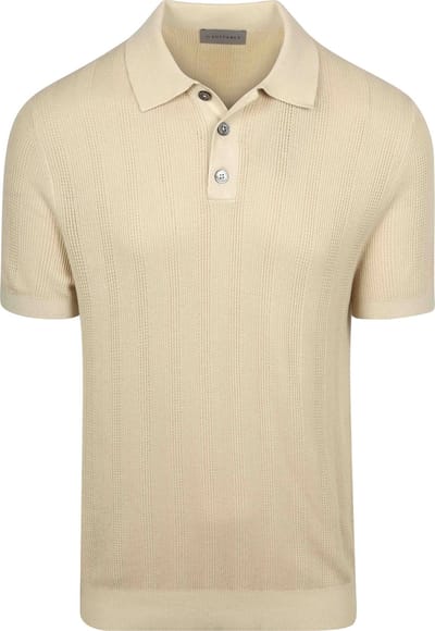 Suitable Knitted Jacquard Polo Sand - Maat M - Heren - Polo shirt Heren met Korte mouw