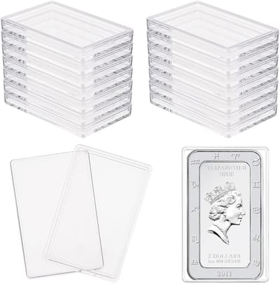 Solidchoice - Dailygoody - Zilveren Bar Case - Acryl Houder - 18 Compartimenten - Helder - Opslag Container - Voor Silver Bars - 1 Ounce Collectie