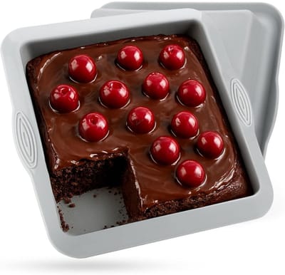 Famanu – Rechthoekige siliconen brownie bakvorm 20 x 20 cm, anti-aanbak en geschikt voor zoete en hartige gerechten
