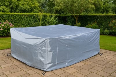 COVER UP HOC - Diamond hoes tuinmeubelen - 200x160x70 cm - tuinset beschermhoes waterdicht met Stormbanden, Trekkoord en Afwaterings HOCCIE - Zilvergrijze hoes tuinmeubel - Loungesethoes - Tuinmeubelhoes - Tuinsethoes